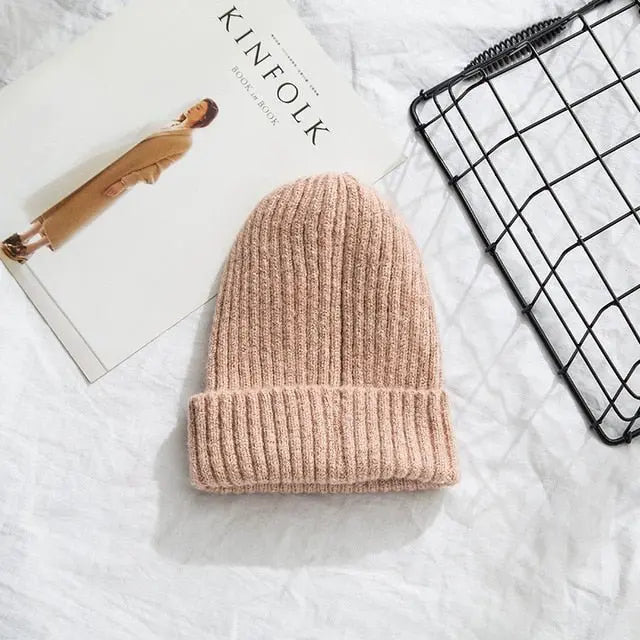 Beanies Women 2019 New Solid Knitted Warm Soft Trendy Hats Simple Korean Style Womens Wool Casual Caps Elegant All-match Beanie - Starttech Online Market