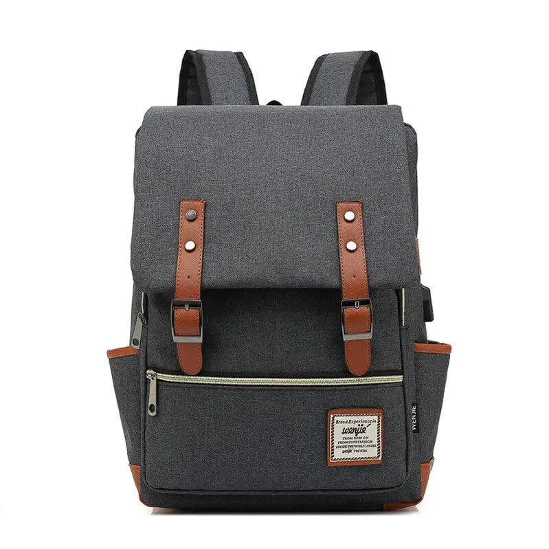 USB Charger Bag Women Canvas Backpacks for Teenager Girls Men Casual Student School Bag Fashion Travel Rucksacks for Laptop - Image