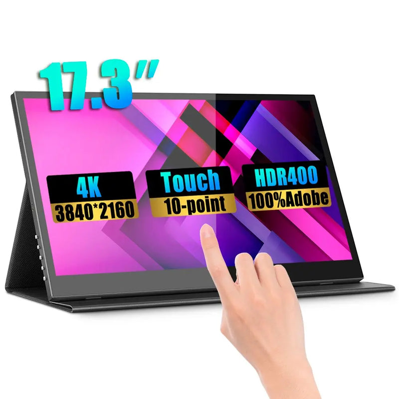 17.3 Inch 4K Touchscreen Portable Monitor 3840*2160 100%Adobe HDR400 MiniDP HDMI Game Display For Phone Laptop Xbox PS4/5 Switch - Image