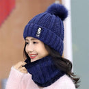 Brand Winter knitted Beanies Hats Women Thick Warm Beanie Skullies Hat Female knit Letter Bonnet Beanie Caps Outdoor Riding Sets - Starttech Online Market