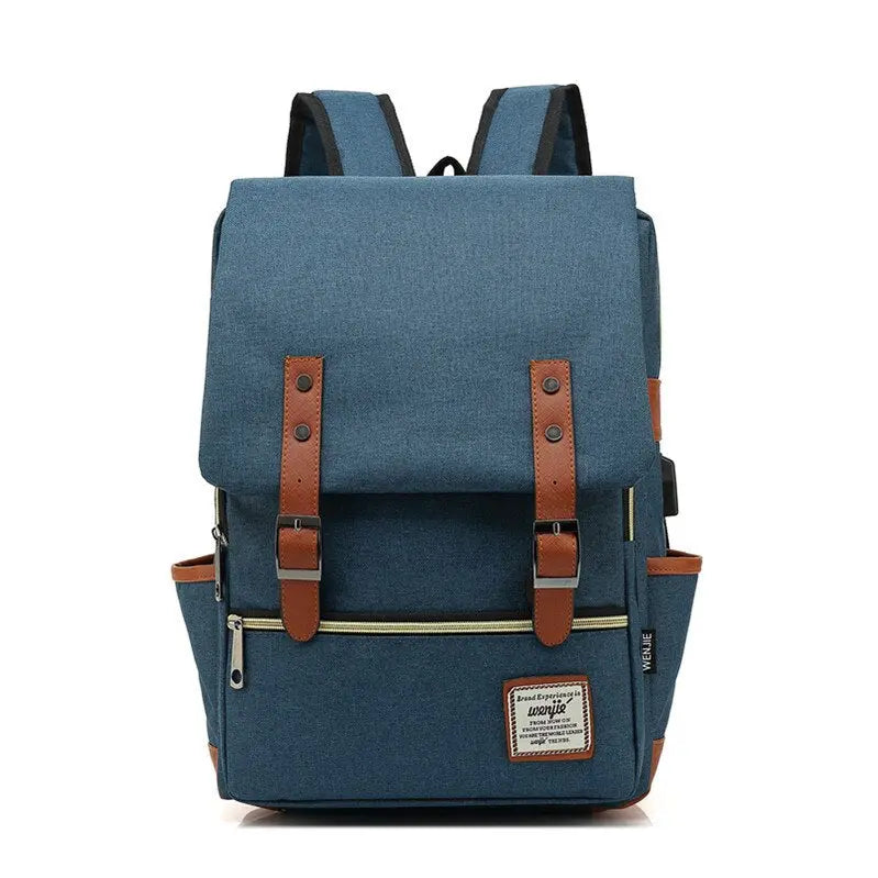 USB Charger Bag Women Canvas Backpacks for Teenager Girls Men Casual Student School Bag Fashion Travel Rucksacks for Laptop - Image