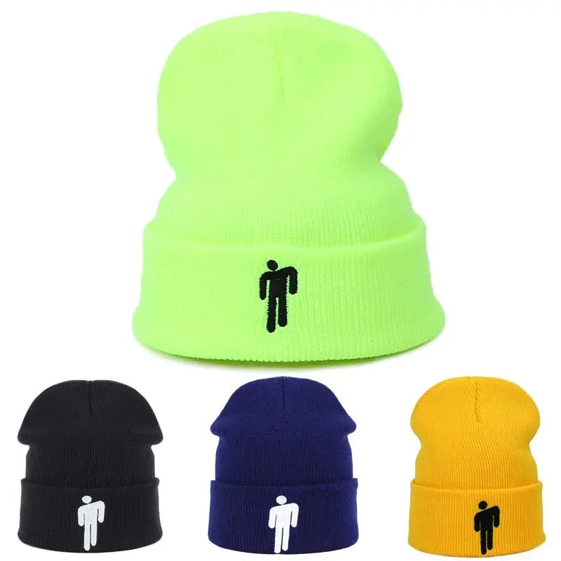 Billie Eilish Beanie Hat Women/Men Embroidery Knitted Warm Winter Warm Hats For Women Men Solid Hip-hop Cap - Starttech Online Market
