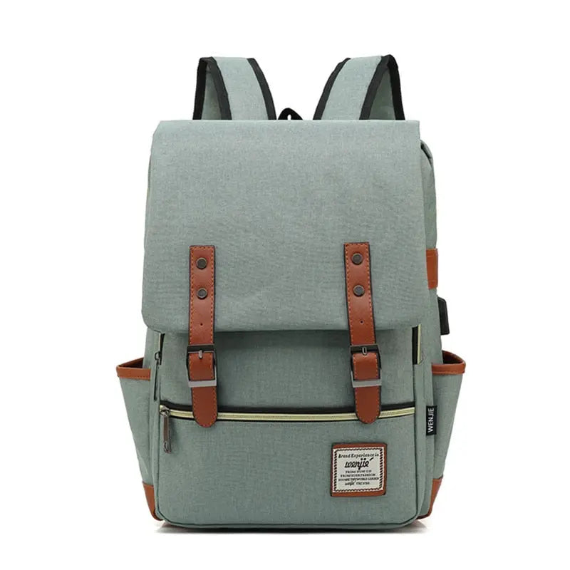 USB Charger Bag Women Canvas Backpacks for Teenager Girls Men Casual Student School Bag Fashion Travel Rucksacks for Laptop - Image