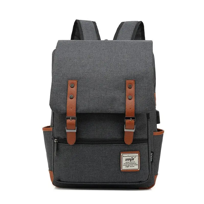 USB Charger Bag Women Canvas Backpacks for Teenager Girls Men Casual Student School Bag Fashion Travel Rucksacks for Laptop - Image