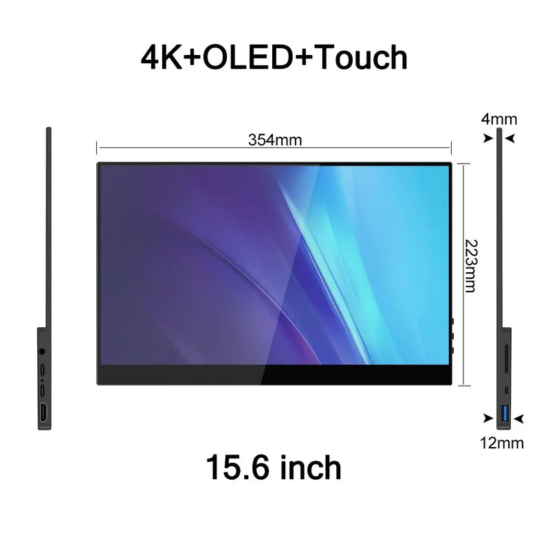 15.6 Inch 4K OLED Touch Screen Portable Monitor 3840*2160 HDR 550Nits 100000:1 Screen 1MS Game Display For PC Laptop Phone PS4/5 - Image
