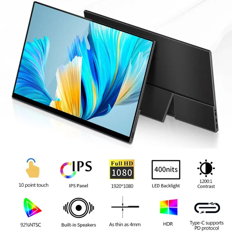 17.3 Inch Touchscreen Portable Monitor Glass Bonding Touch Screen 1080P 92%NTSC IPS Mobile Display For PC Mac Xbox PS4/5 Switch - Image