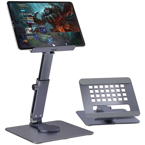 Aluminum Tablet Stand Desk Riser 360° Rotation Multi-Angle Height Adjustable Foldable Holder Dock For Xiaomi iPad Tablet Laptop - Image #1
