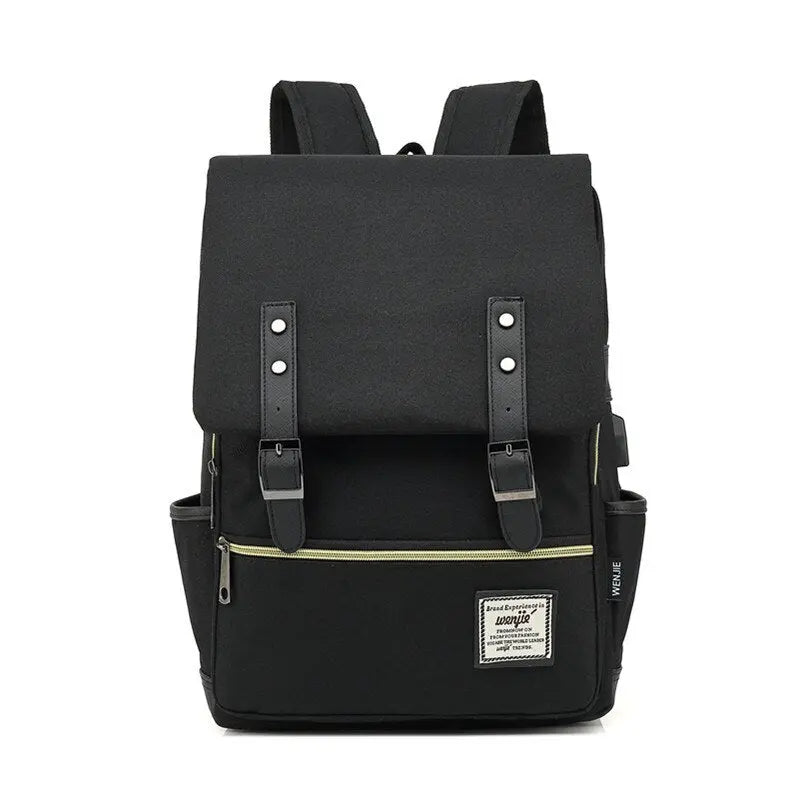 USB Charger Bag Women Canvas Backpacks for Teenager Girls Men Casual Student School Bag Fashion Travel Rucksacks for Laptop - Image
