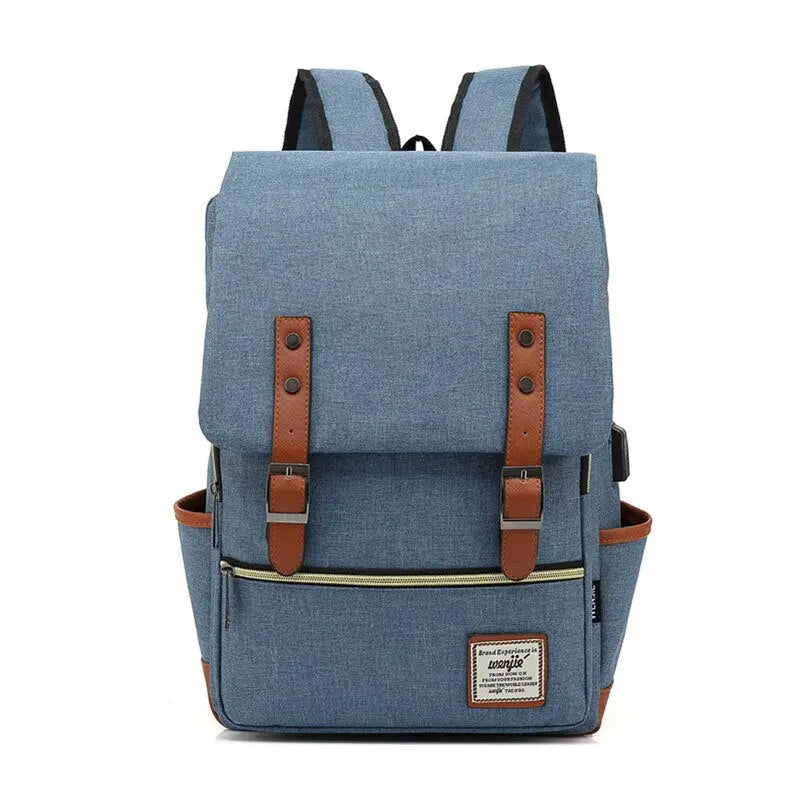 USB Charger Bag Women Canvas Backpacks for Teenager Girls Men Casual Student School Bag Fashion Travel Rucksacks for Laptop - Image
