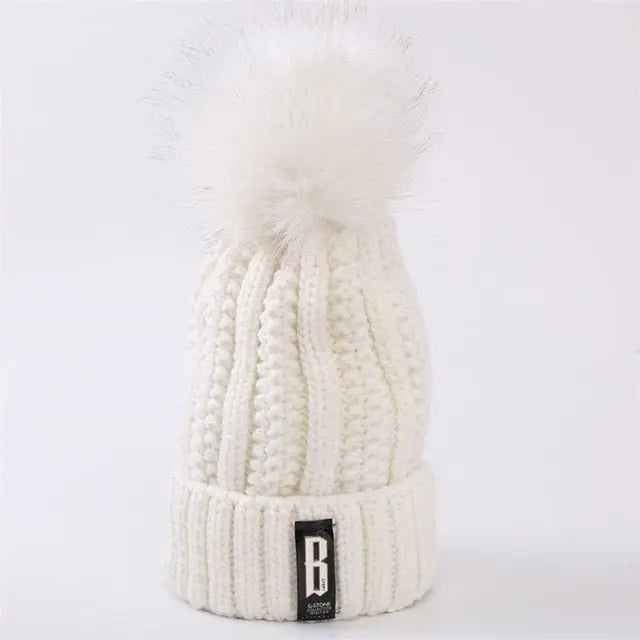 Brand Winter knitted Beanies Hats Women Thick Warm Beanie Skullies Hat Female knit Letter Bonnet Beanie Caps Outdoor Riding Sets - Starttech Online Market