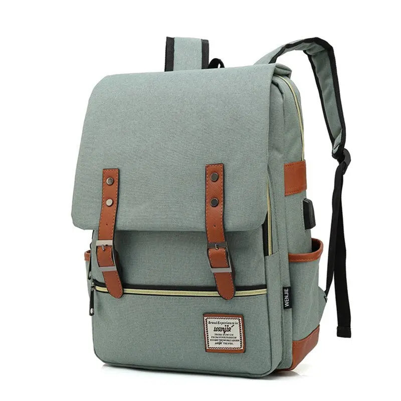 USB Charger Bag Women Canvas Backpacks for Teenager Girls Men Casual Student School Bag Fashion Travel Rucksacks for Laptop - Image