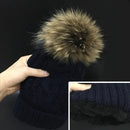 Velvet Fleece Inside Beanies Winter Hats for women 100% Raccoon Fur Pompom Hat Female Twist pattern caps - Starttech Online Market