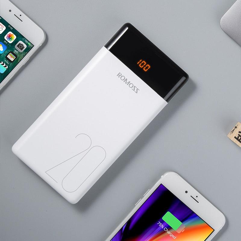 20000mAh ROMOSS LT20 Power Bank Dual USB External Battery With LED Display Fast Portable Charger For Phones Tablet Xiaomi - Starttech Online Market
