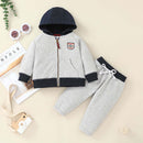 2021 Fall Boy's Sweatshirt Set, Children's Fashion Hooded Zipper Jacket, Trousers Two-Piece Set - Starttech Online Market