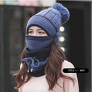 3 Set Women Winter Knitted Velvet Thick Hat Mask Ear Protector Warm Wool Hat - Starttech Online Market