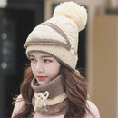 3 Set Women Winter Knitted Velvet Thick Hat Mask Ear Protector Warm Wool Hat - Starttech Online Market