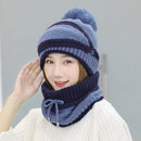 3 Set Women Winter Knitted Velvet Thick Hat Mask Ear Protector Warm Wool Hat - Starttech Online Market