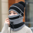 3 Set Women Winter Knitted Velvet Thick Hat Mask Ear Protector Warm Wool Hat - Starttech Online Market