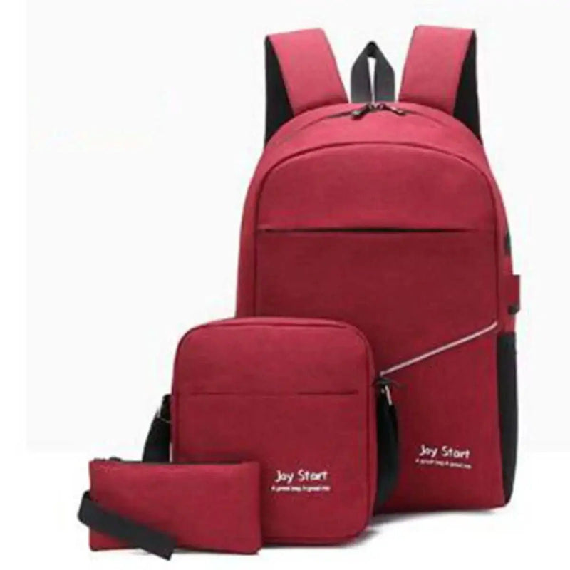 3Pcs/Set Unisex Back To School Backpack Book Laptop Bag Travel Pencil Case - Starttech Online Market