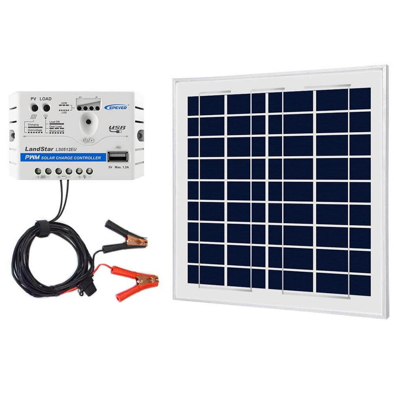 ACOPOWER 15W 12V Solar Charger Kit, 5A Charge Controller with Alligator Clips - Starttech Online Market