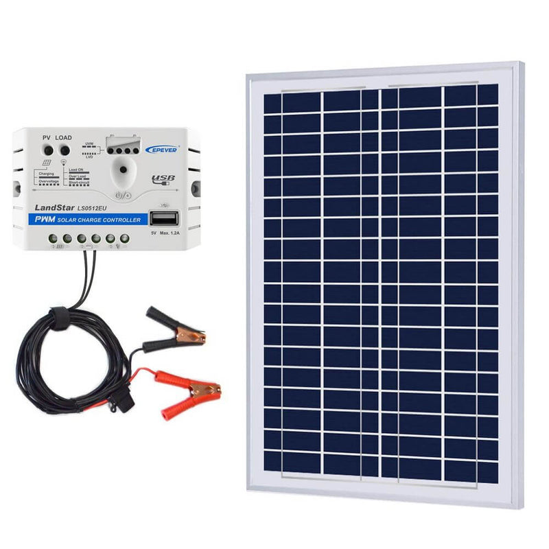 ACOPOWER 25W 12V Solar Charger Kit, 5A Charge Controller with Alligator Clips - Starttech Online Market