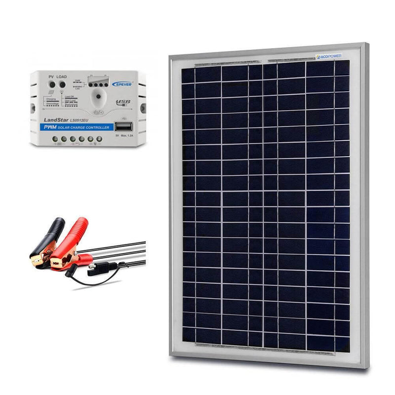 ACOPOWER 25W Off-grid Solar Kits, 5A charge controller with SAE connector - Starttech Online Market