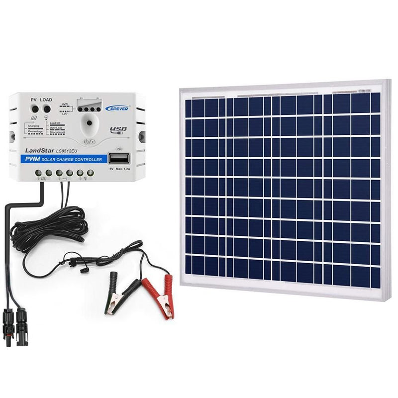 ACOPOWER 50W 12V Solar Charger Kit, 5A Charge Controller with Alligator Clips - Starttech Online Market