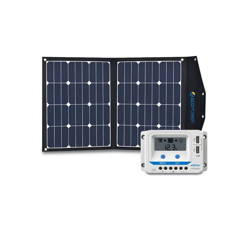 ACOPOWER LTK 80W Foldable Solar Suitcase with 10A LCD Charge Controller - Starttech Online Market