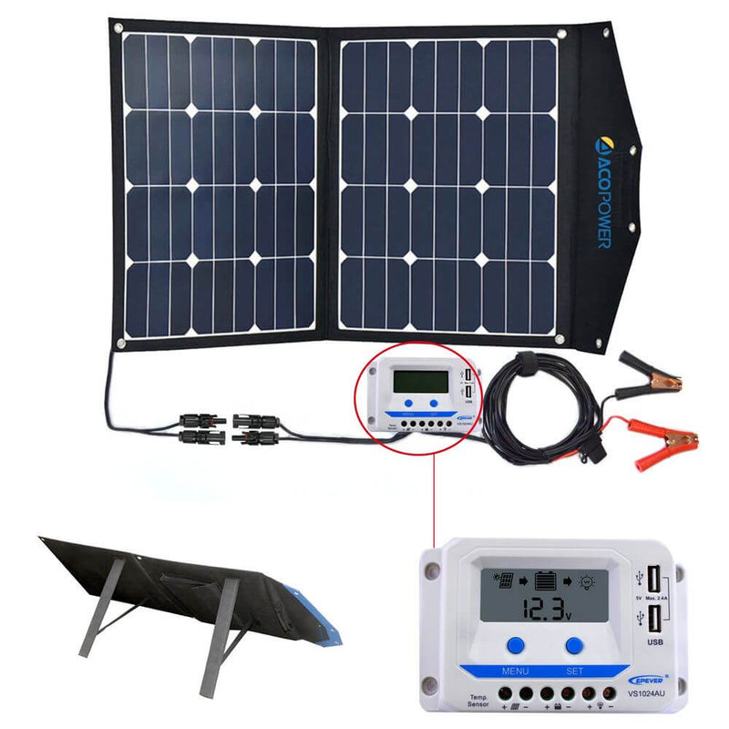ACOPOWER LTK 80W Foldable Solar Suitcase with 10A LCD Charge Controller - Starttech Online Market