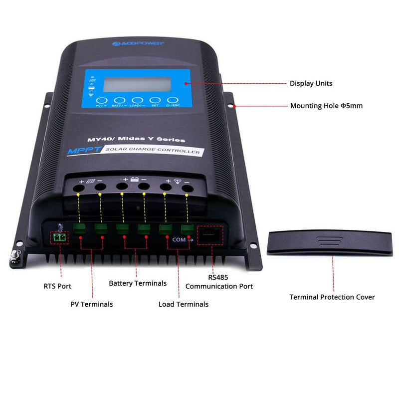ACOPOWER Midas 40A MPPT Solar Charge Controller with Remote Meter MT-50 (New Arrival)) - Starttech Online Market