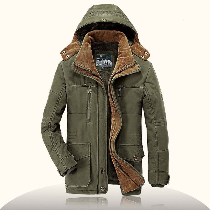 AFS JEEP Brand Thickening Hooded Winter Coat Plus Size 5XL 6XL Military Warm Fleece With Fur Parka Men Winter Jacket - Starttech Online Market