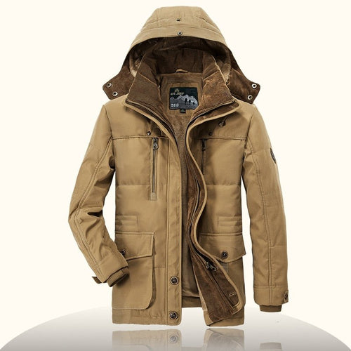 AFS JEEP High Quality Thick Brand Winter Coat Military Cotton-Padded Jacket Men’s New Fashion Warm Fleece With Fur Parka - Starttech Online Market