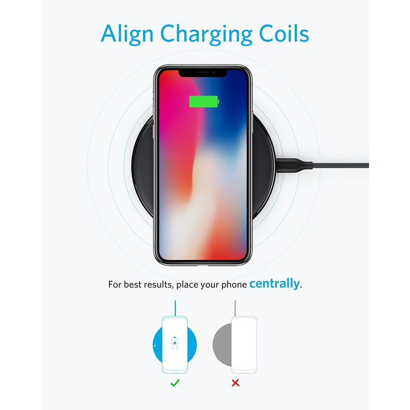 Anker 10W Wireless Charger,Qi-Certified Powerwave Pad Upgraded,7.5W for iPhone,10W Fast-Charging for Galaxy S10/S9/S8/Note 9etc - Starttech Online Market