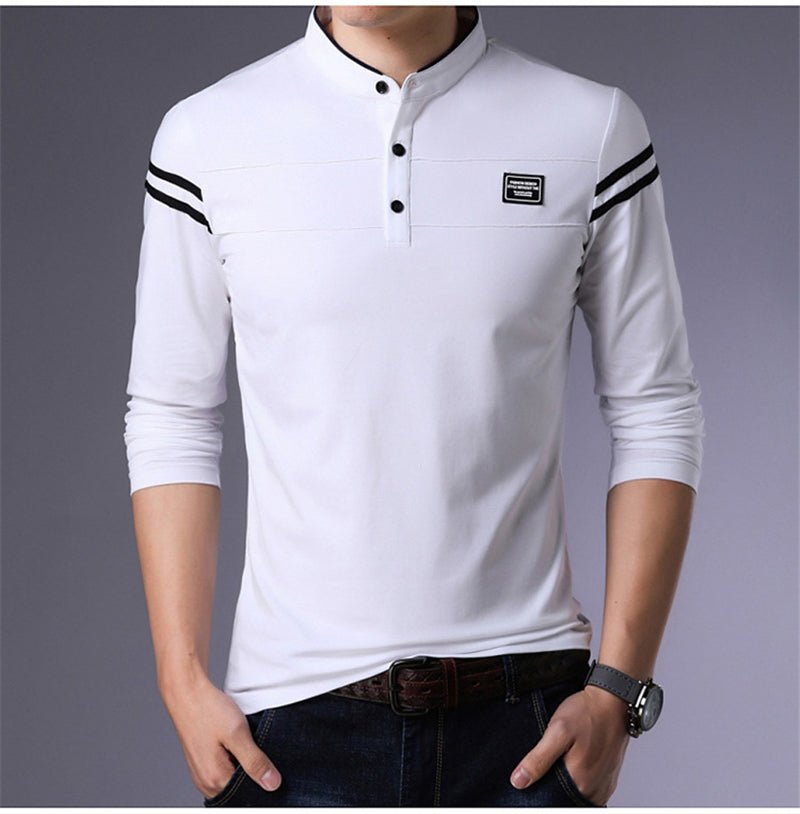 ARCSINX White Polo Shirt Men Long Sleeve High Quality Brand Polo Men Spring Autumn Casual Cotton Big Size Men's Polos Slim Fit - Starttech Online Market