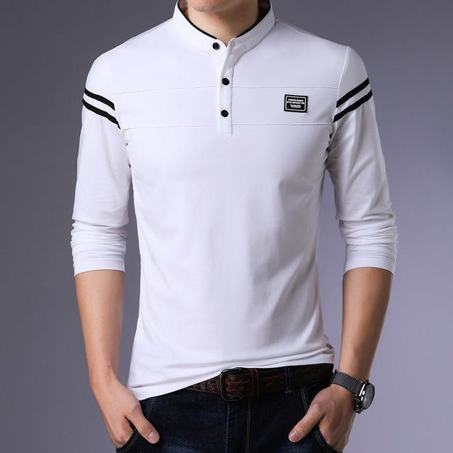 ARCSINX White Polo Shirt Men Long Sleeve High Quality Brand Polo Men Spring Autumn Casual Cotton Big Size Men's Polos Slim Fit - Starttech Online Market