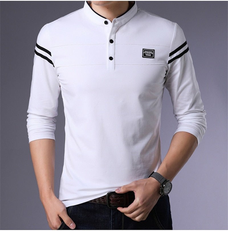 ARCSINX White Polo Shirt Men Long Sleeve High Quality Brand Polo Men Spring Autumn Casual Cotton Big Size Men's Polos Slim Fit - Starttech Online Market
