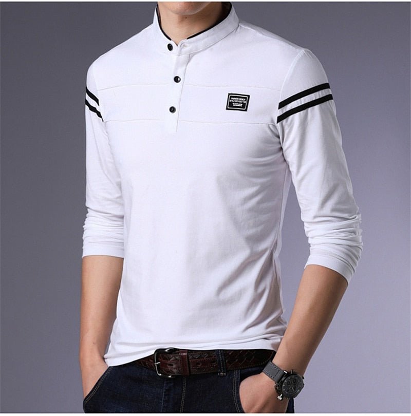 ARCSINX White Polo Shirt Men Long Sleeve High Quality Brand Polo Men Spring Autumn Casual Cotton Big Size Men's Polos Slim Fit - Starttech Online Market