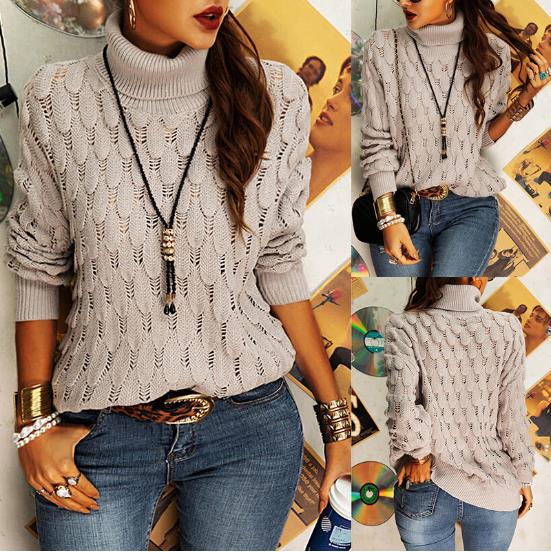 Autumn and Winter New Solid Colour High-Neck Long Sleeved Loose Casual Sweater - Starttech Online Market