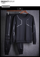 Autumn new O neck long sleeved tracksuit men sweater suit Men's trend trousers sports two-piece set mens tracksuit - Starttech Online Market