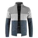 Autumn Winter Sweater Men's Patchwork Stand Collar Fleece Warm Windbreaker Cardigan Men Sweatercoat M-XXXL - Starttech Online Market