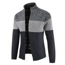 Autumn Winter Sweater Men's Patchwork Stand Collar Fleece Warm Windbreaker Cardigan Men Sweatercoat M-XXXL - Starttech Online Market