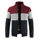 Autumn Winter Sweater Men's Patchwork Stand Collar Fleece Warm Windbreaker Cardigan Men Sweatercoat M-XXXL - Starttech Online Market