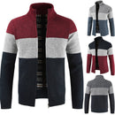 Autumn Winter Sweater Men's Patchwork Stand Collar Fleece Warm Windbreaker Cardigan Men Sweatercoat M-XXXL - Starttech Online Market