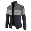 Autumn Winter Sweater Men's Patchwork Stand Collar Fleece Warm Windbreaker Cardigan Men Sweatercoat M-XXXL - Starttech Online Market