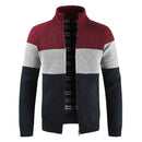 Autumn Winter Sweater Men's Patchwork Stand Collar Fleece Warm Windbreaker Cardigan Men Sweatercoat M-XXXL - Starttech Online Market