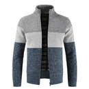 Autumn Winter Sweater Men's Patchwork Stand Collar Fleece Warm Windbreaker Cardigan Men Sweatercoat M-XXXL - Starttech Online Market