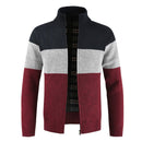Autumn Winter Sweater Men's Patchwork Stand Collar Fleece Warm Windbreaker Cardigan Men Sweatercoat M-XXXL - Starttech Online Market