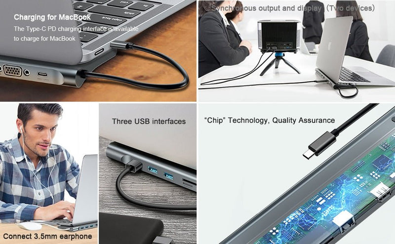 Baseus 11in1 Multi USB C HUB Type C to HDMI VGA RJ45 Multi Ports USB 3.0 USB3.0 Type-C Splitter for Macbook Pro Air USB-C HUB - Starttech Online Market