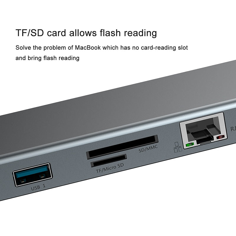 Baseus 11in1 Multi USB C HUB Type C to HDMI VGA RJ45 Multi Ports USB 3.0 USB3.0 Type-C Splitter for Macbook Pro Air USB-C HUB - Starttech Online Market