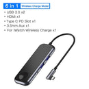 Baseus USB C HUB to USB 3.0 HDMI RJ45 Adapter for MacBook Pro Air Multi Type C HUB with Wireless Charge for iWatch USB-C HUB - Starttech Online Market